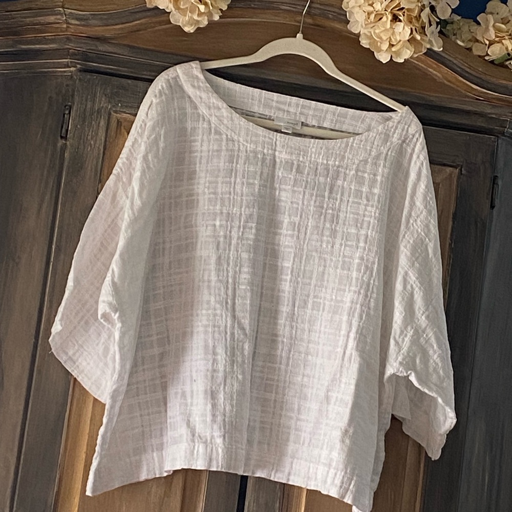 J Jill Cotton Kimono Top With Basketweave Pattern size Xl